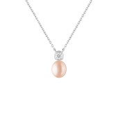 Colier argint cu perla naturala Peach Fuzz si piatra DiAmanti SK23107N_P-G